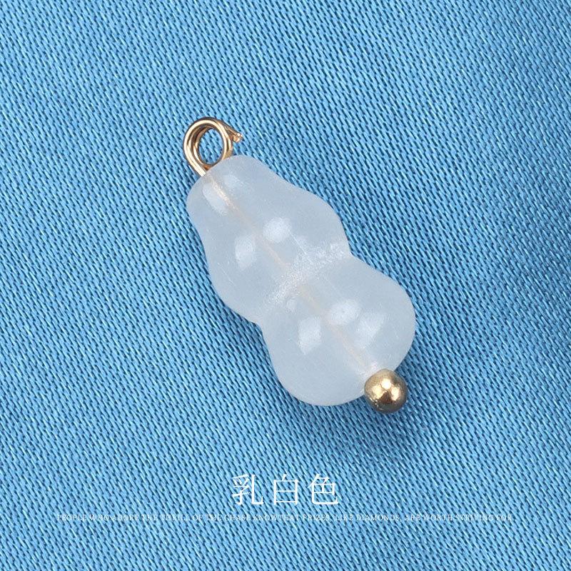 

5pcs Gourd Buckle Round Chinese Imitation Jade Glass Button Chan Suit Tang Suit Gold Nail Handmade Disc Buckle Cheongsam Hanfu Button 8Mm * 19mm milky white