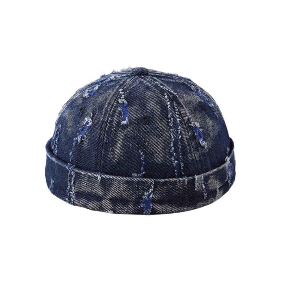 Frayed Edges Denim Docker Cap Cotton Polyester Blend Distressed Denim Hat Men Women