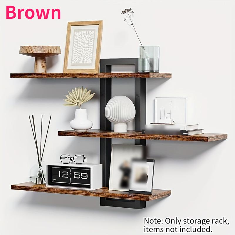 Vintage 3-Tier Wood Floating Wall Shelves Wooden Wall-mounted Shelving Unit Display Rack Bookshelf Wall Storage Shelf Home Decor