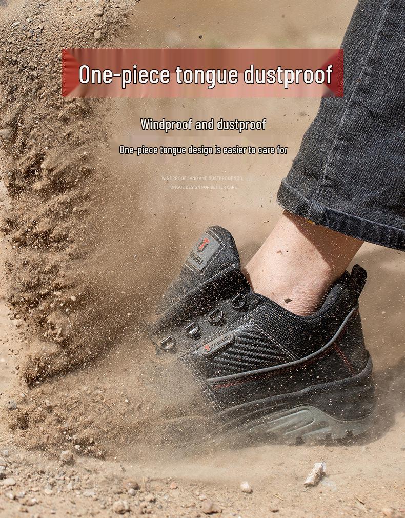 Men's Black High-Top Cowhide Steel Toe Cap Safety Shoes, Anti-Static, Anti-Smash, Anti-Puncture.