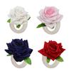 6Pcs Artificial Rose Napkin Rings Fabric Flower Napkin Holders Rustic Napkin Rings for Weddings Anniversaries Dining Table Decor