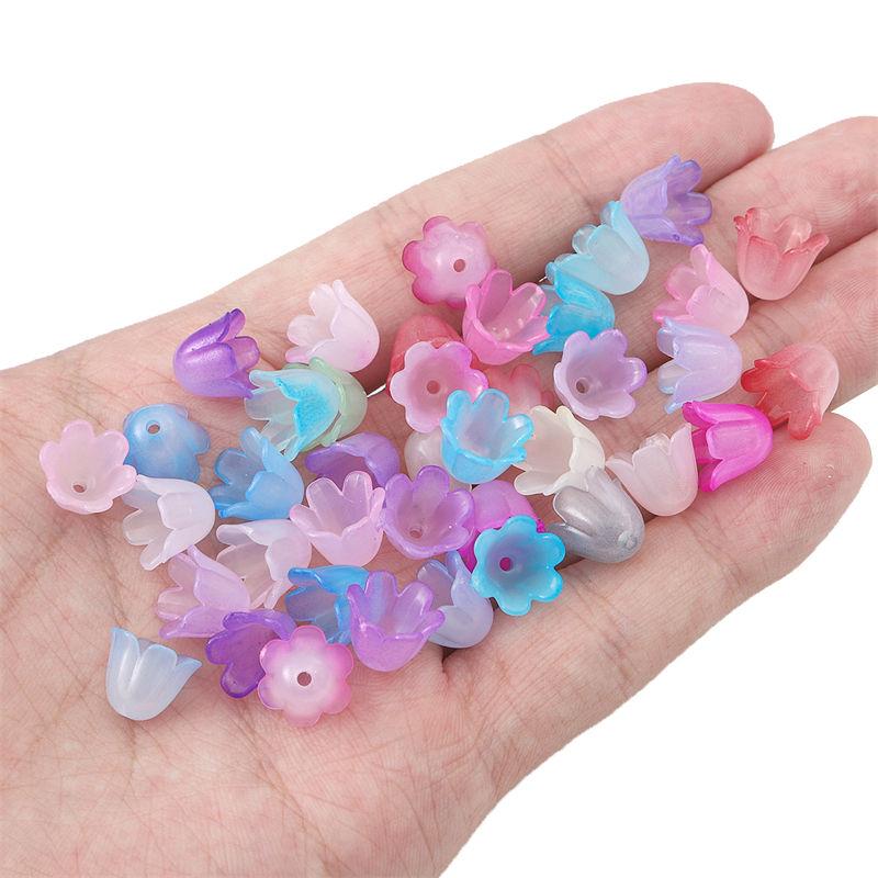 100 stk/pose Akryl Windbell Morning Glory Blomster Perler Charms for øredobber Armbånd DIY smykker håndverk