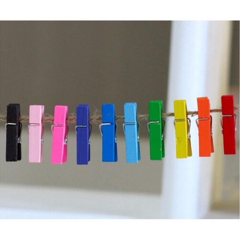 25pz Mini Clip Foto Legno Colorato Naturale Molletta Carta Memo Molletta Vestiti Legno Fai da Te Cancelleria Natale Festa di Matrimonio Decorazione Casa