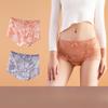 Sexy Lace Underwear for Women with No Trace High Waist Elastic Lifting Perky Buttocks Hollowed Out Large Size Antibacterial Panties