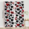 2PCS Red   White   Black Heart-shaped Wood Grain Curtains   Classic Style   Bedroom and Living Room   Pull Rod Pocket Style