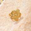 Golden Plated Vintage Flower Open Adjustable Ring for Women Elegant Statement Jewelry Gift