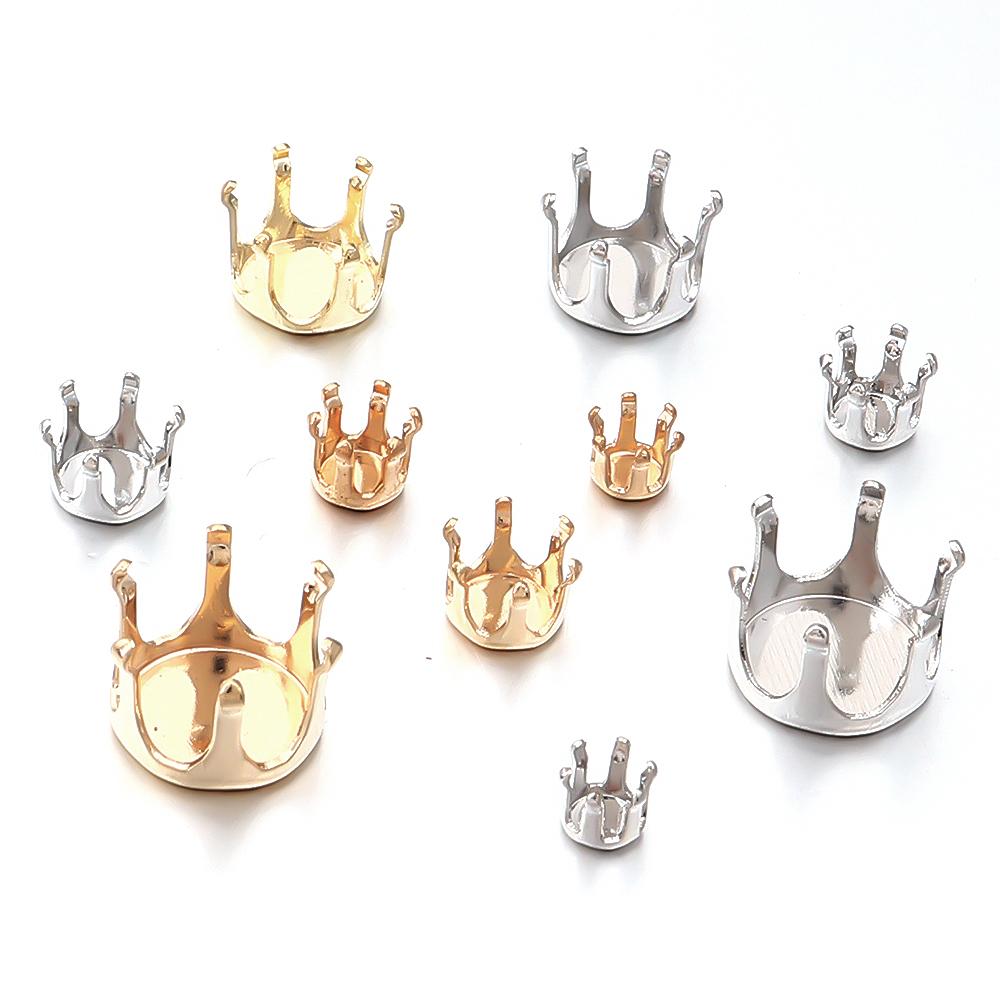 20-100pcs Square Round 4 5 6 7 8 10mm Crystal Glass Cabochons Base Metal Claw Settings Stud Earring Base Cabochon Came Tray