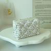 Floral Quilted Makeup Bag, Cute Small Cosmetic Pouch, Portable Zipper Toiletry Storage Bag for Travel Daily Use