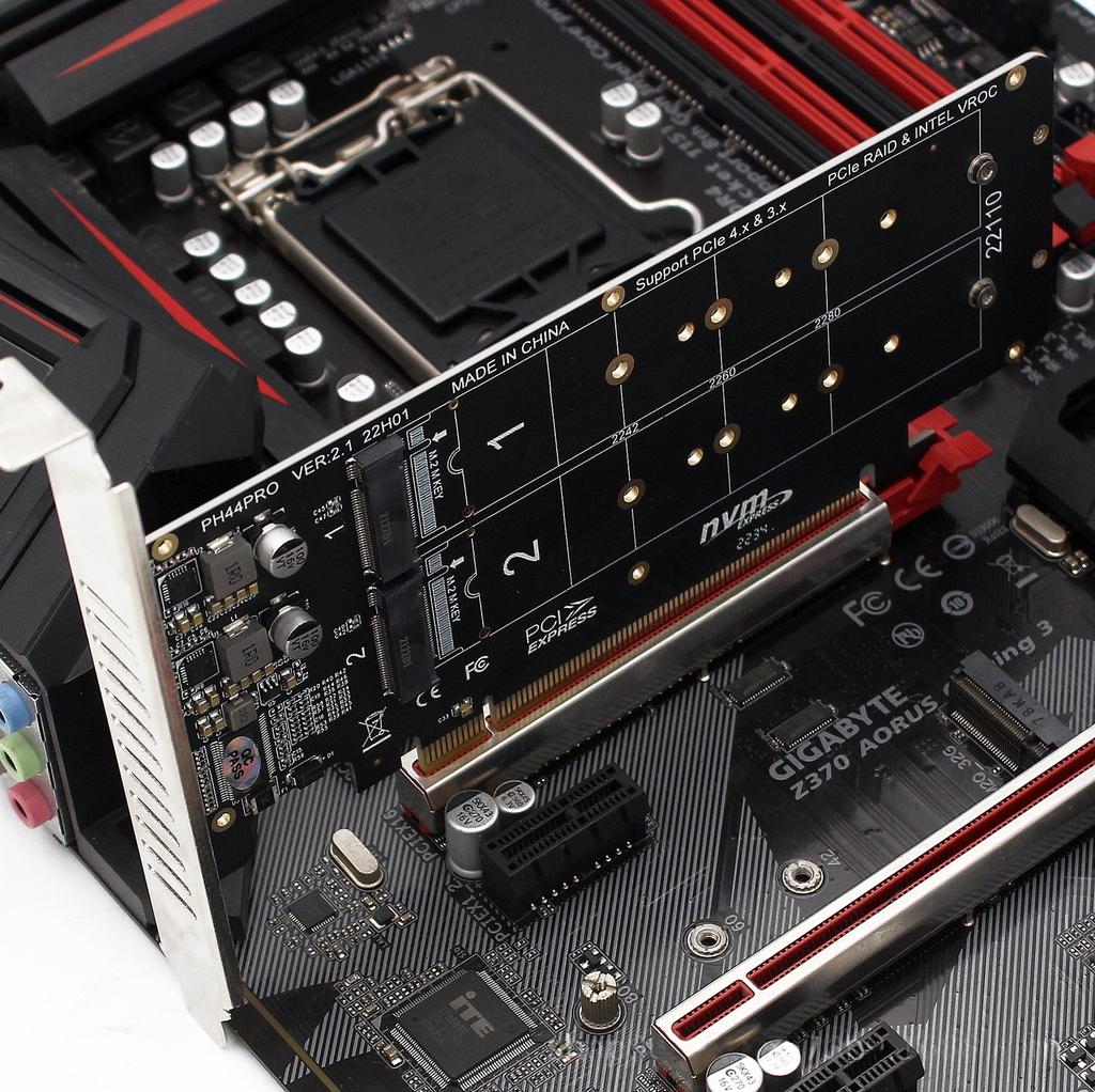 PCIE X16 to M.2 M-key NVME Converter 2230 2242 2260 2280 NVME SSD 2U Server 4.0 Bifurcation RAID Expand Card for PC Computer