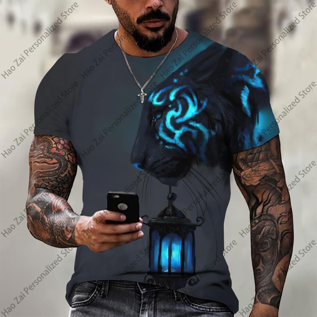 2026 New Summer Fashion: Cool 3D Animal Digital Print Trendy Men's Round-Neck Short-Sleeve T-Shirt—SoftComfortableand Breathable