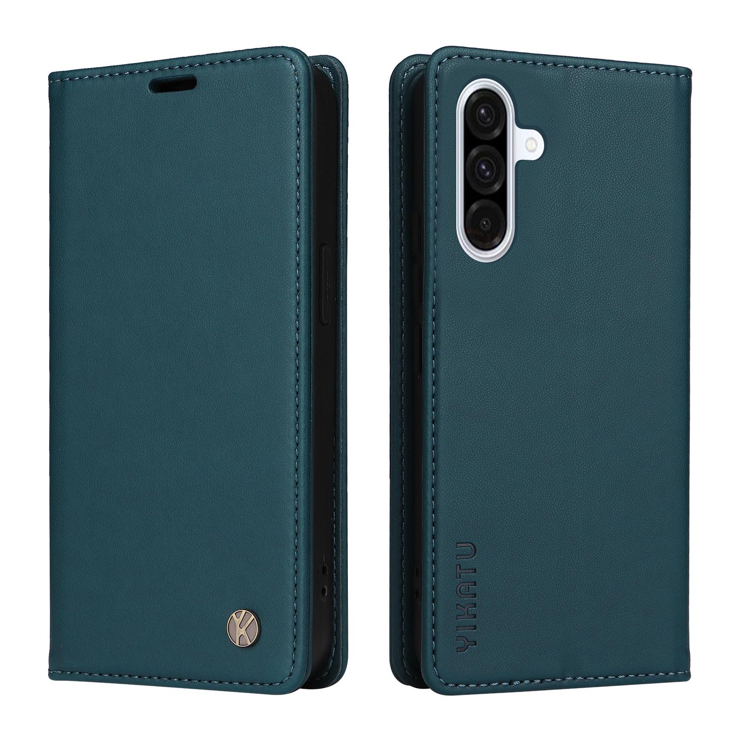 

For Samsung Galaxy A56 5G Phone Cases YIKATU Magnetic Closure PU Leather Mobile Cover Green