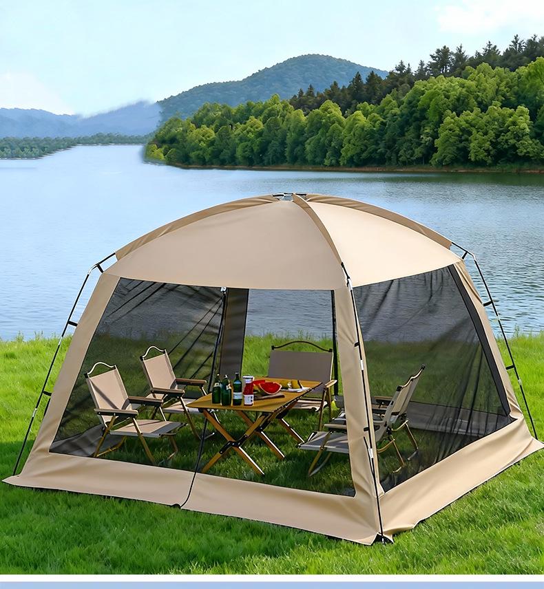 Portable Outdoor Mesh Gazebo: Large Sunshade Tent with Mosquito Net for Beach or Camping