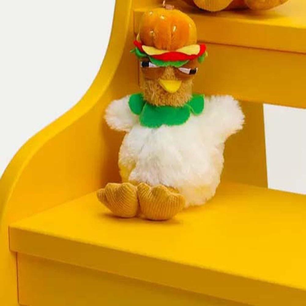 Doll Plush Chicken Keychain Simulation Gugu Animal Key Holder Hamburger Hen Key Ring  Men