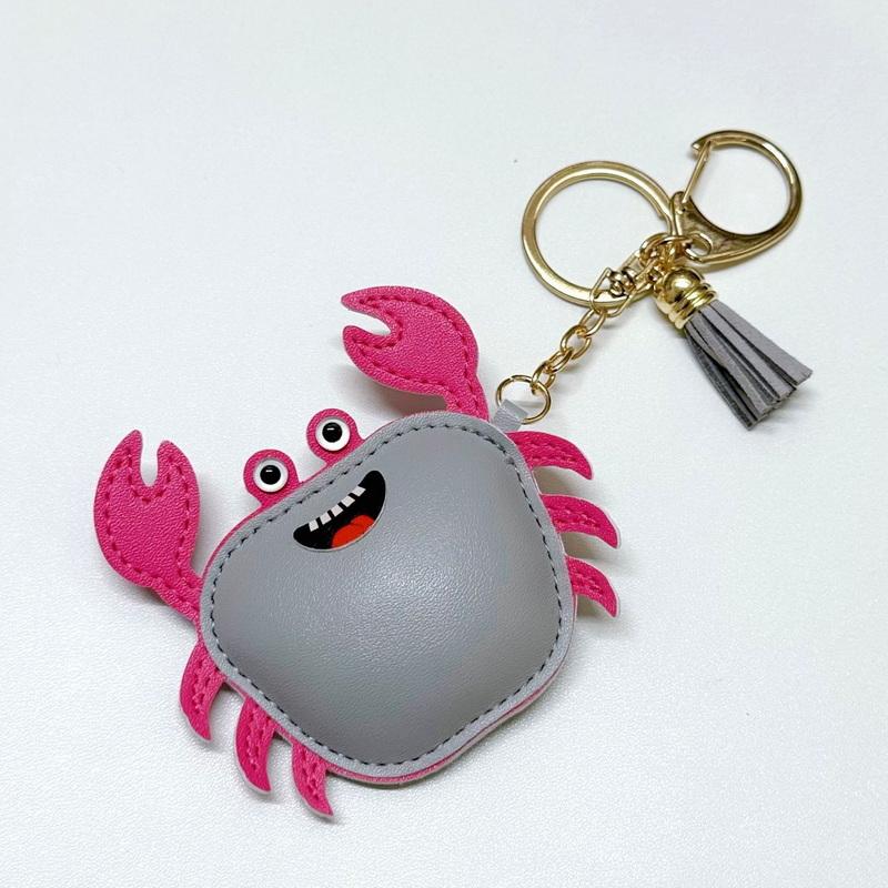 1 Pcs Simple And Fashionable Leather Crab Car Keychain Bag Creative Headphone Bag Pendant Accessories