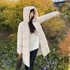 Herbst und Winter Damen verdickte Kapuzenjacke lose mittellange winddichte warme Jacke