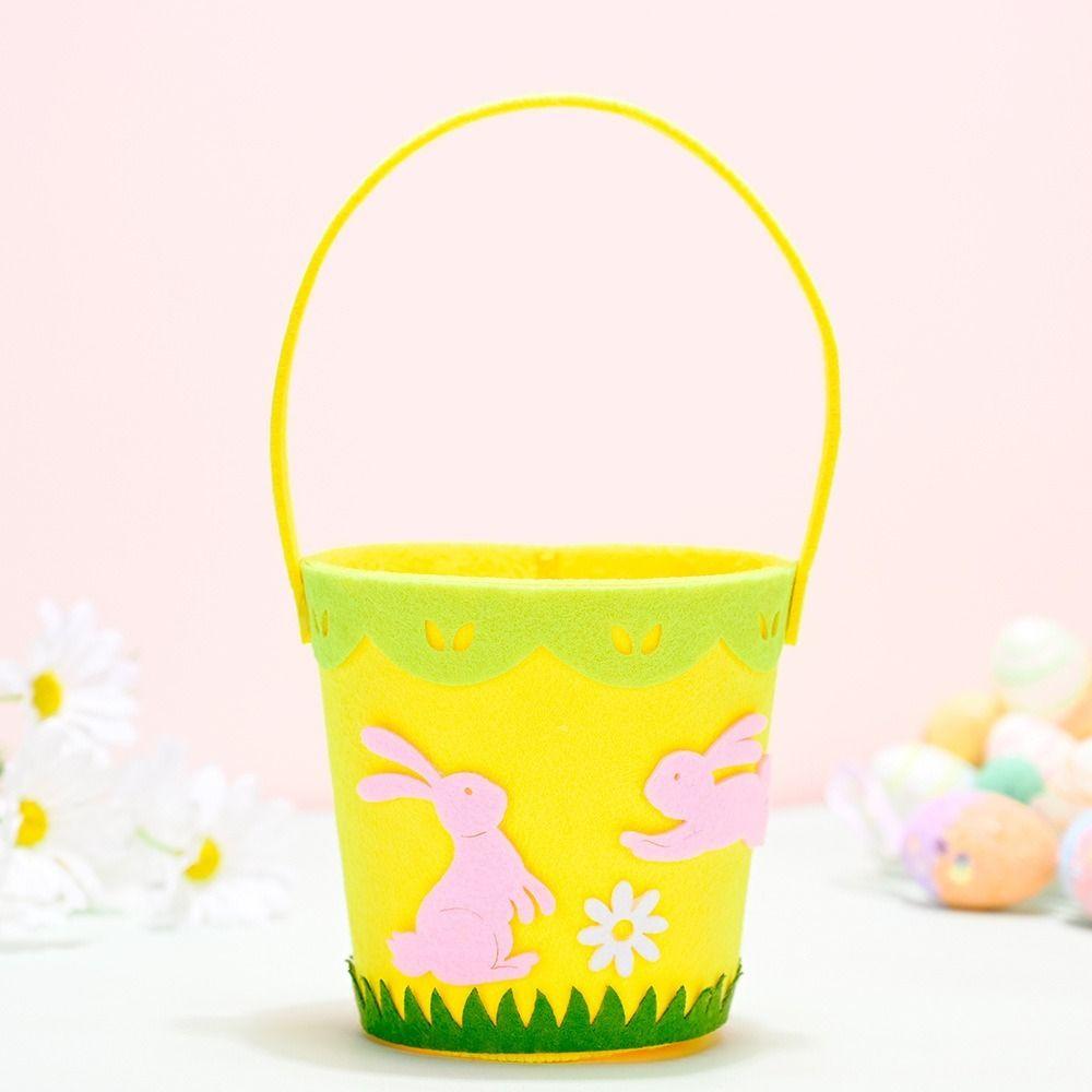 Cartoon Rabbit Egg Basket Colorful Chicken Tote Bag Easter Candy Gift Bag  for Home Decoration