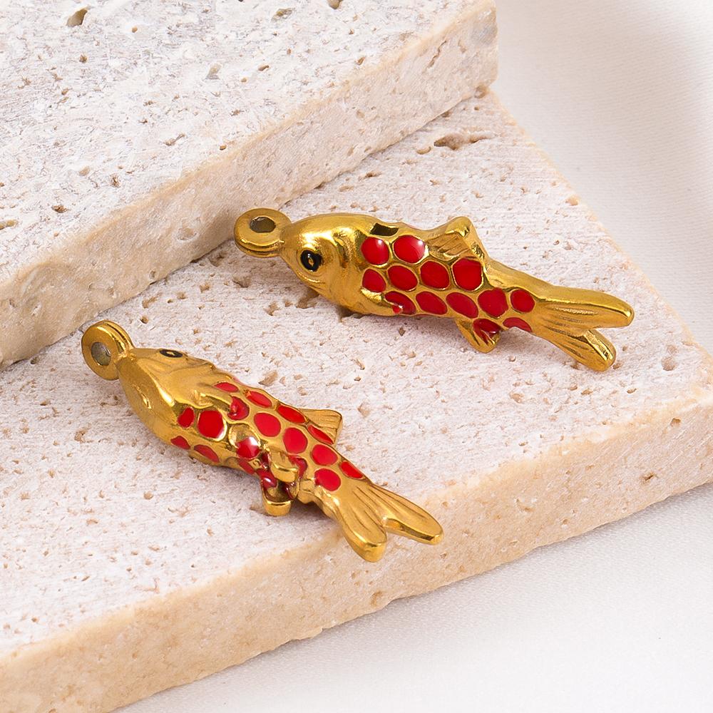 2pcs Stainless Steel Enamel Gold Plated 3D Fish Charms Star Shell Pendants DIY Boho Necklace Bracelet Earrings Jewelry Findings