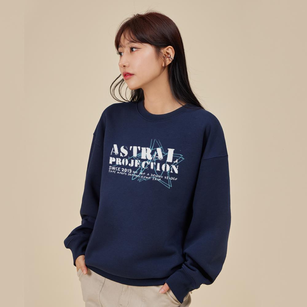 ASTRAL PROJECTION Vintage Lettering Loose Fit Sweatshirt_Navy