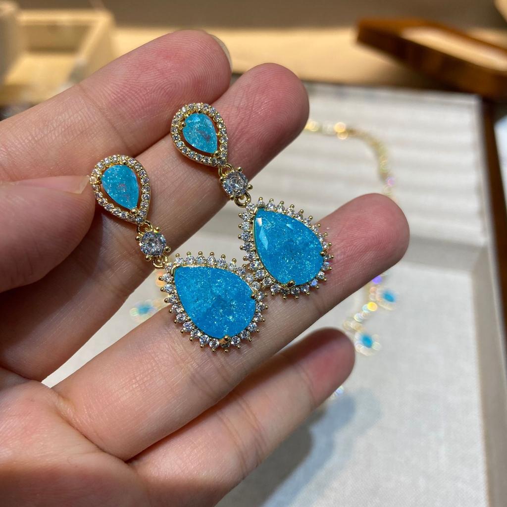 Italian Seiko Simple High-End Ice Flower Zirconium Vintage High Jewelry Set Paraipa Necklace Ear