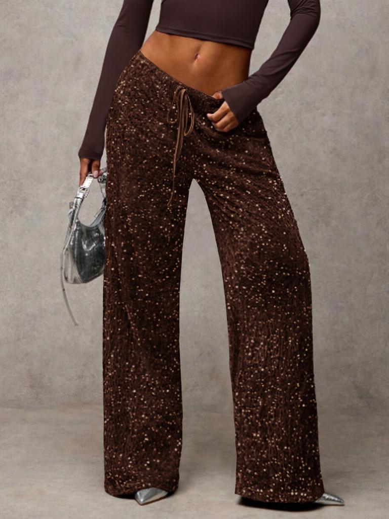 Glänzender Faltschnur für schmal geschnittene Hosen, Damen-Freizeithosen