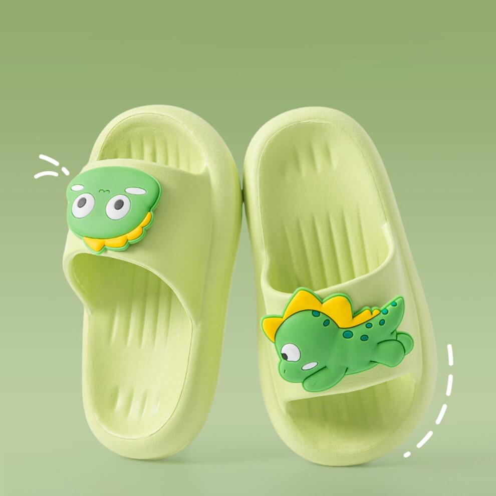 Boys Girls Slippers Summer Comfortable Cartoon Dinosaur Open Toe Non- Shoes Toddler Soft Shower Flip Flops,Green,3.5-4 Years