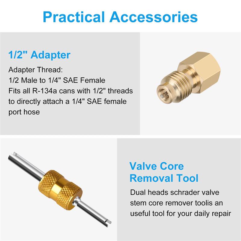 R1234Yf Can Tap, R1234Yf Self-Sealing And Puncture Style Refrigerant Can Tap Valve With Refrigerant Tank Adapters