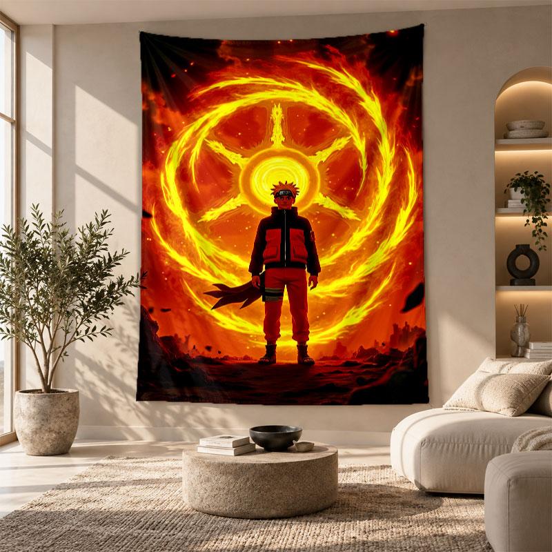 Arazzo Decorativo, Arte da Parete Stampato Naruto Uzumaki, Leggero da Appendere a Parete per Sfondo della Camera da Letto