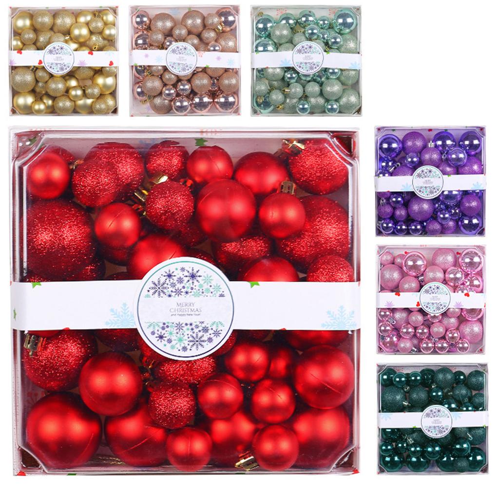 1 Box 3/4/5cm Christmas Ball Set Square Box Packed Colorful Balls Shopping Mall Christmas Tree Decorative Ornament Decor