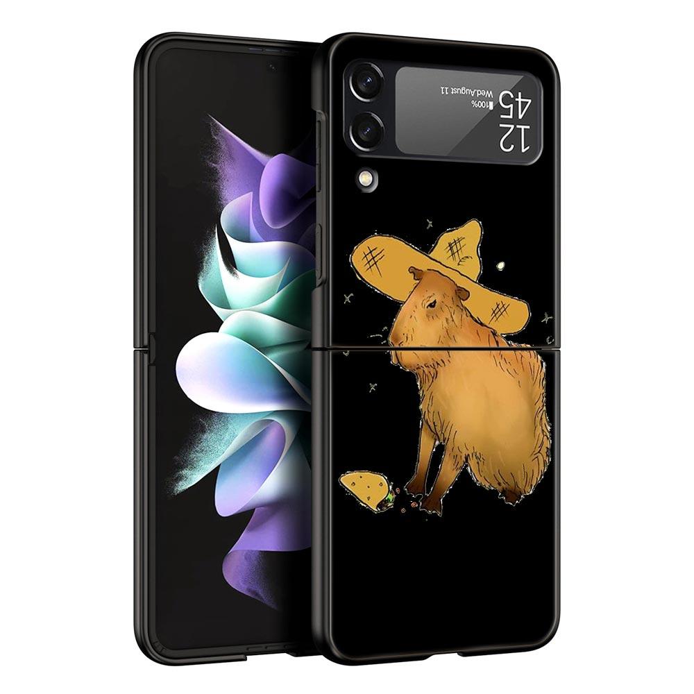 

Милый чехол для телефона с изображением капибары для Samsung Galaxy Z Flip 3 4 5, складной чехол для Samsung Z Flip3 Flip4, жесткий чехол для ПК Samsung Z Flip 5