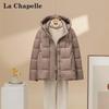 Casaco de Inverno Feminino La Chapelle com Capuz, Comprimento Médio, Penugem de Pato