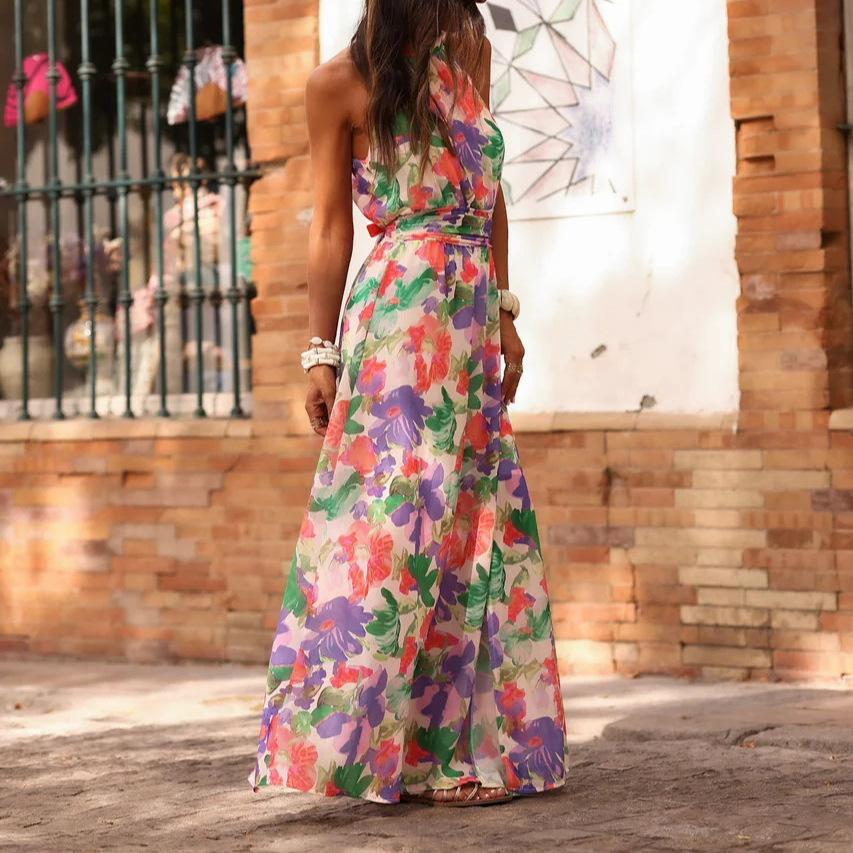 Elegante Vestito da Donna Stampato Moda Estiva Senza Maniche Lungo 2026 Nuovo