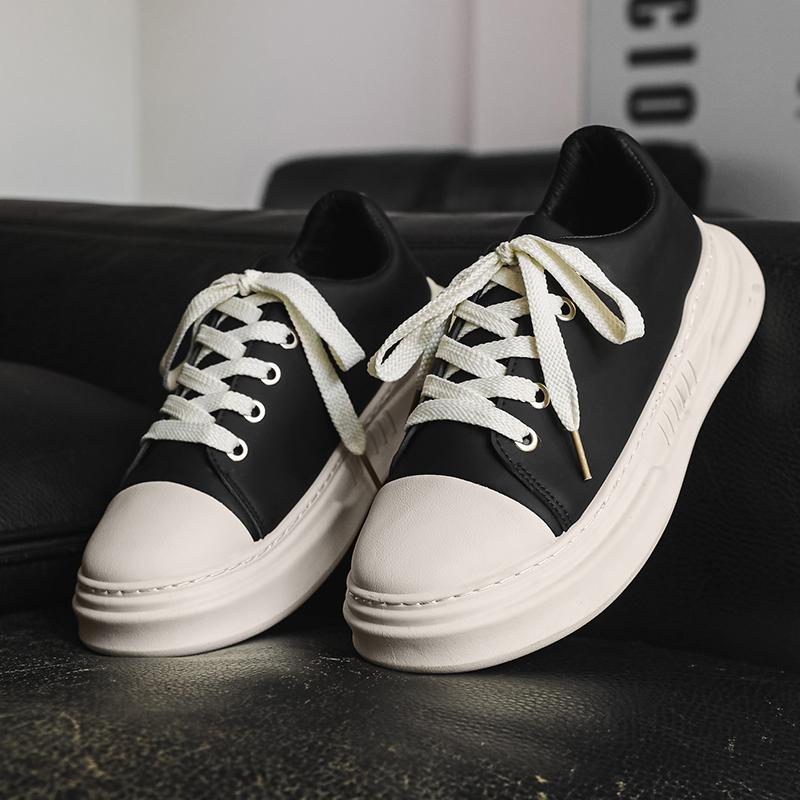 Fashion Split Leather Mens Walking Shoes Comfortable Casual Shoes Lace Up Male Running Sneakers New Vulcanize Shoes Skateboard Footwear