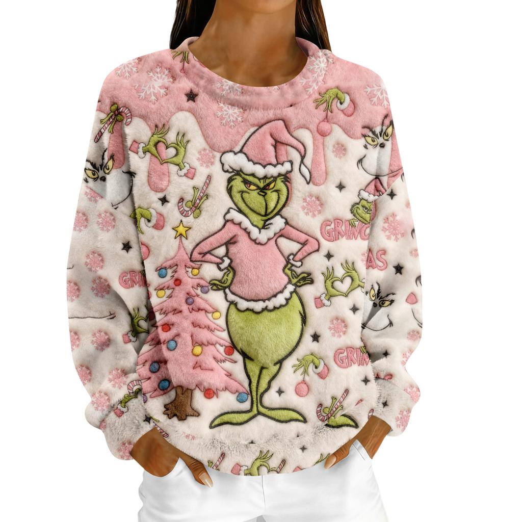 Women's Fleece Hoodie Long-Sleeve Round  Neck Casual Comfortable Loose-Fit Lightweight Women's Hoodie