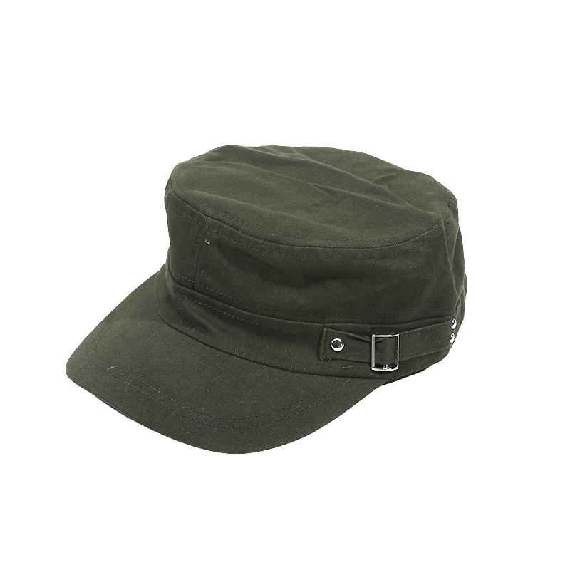 

Washed Cotton Adjustable Flat Cap With Military Style For Men Women Outdoor Painter And Daily Wear One Size зелёный