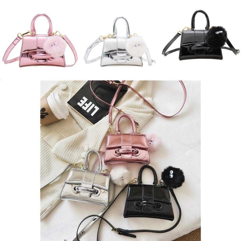 Stylish Mini Pu Leather Kids Handbag In Black Pink And Silver For Boys And Girls
