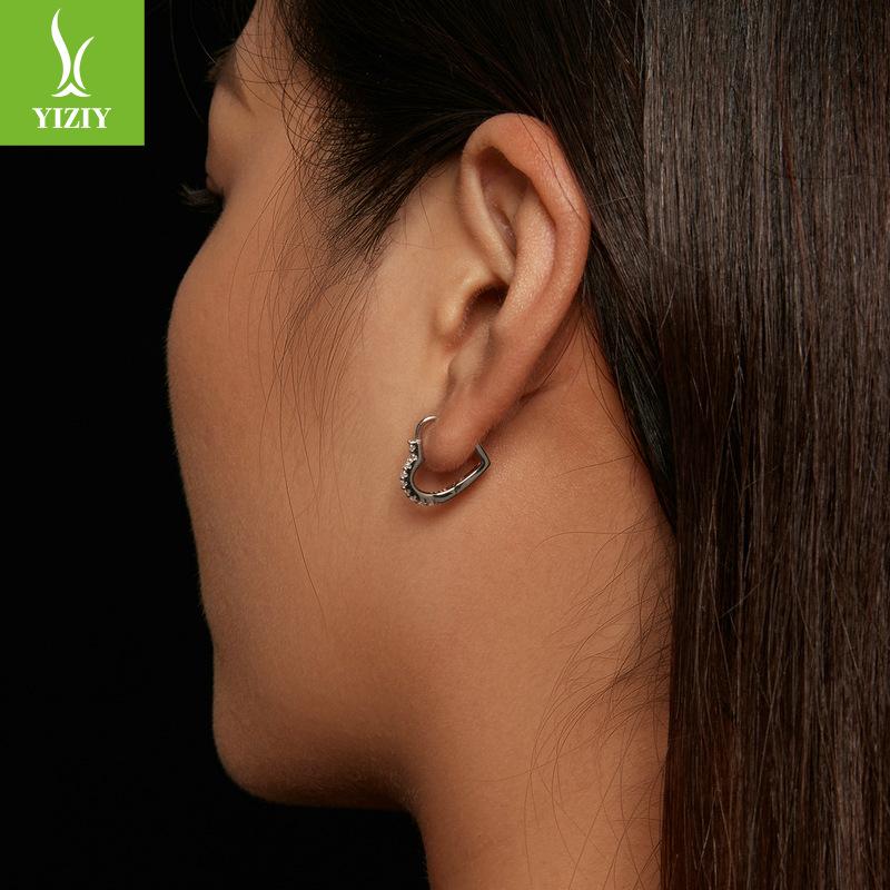 Classic Heart-Shaped Moissanite Ear Buckle Women'S Trendy S925 Sterling Silver Mozzarella Diamond Earrings