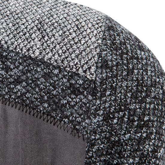 Winter Coat Knit Plush Contrast Colors Patchwork Breathable Thicken Long Sleeves Plus Size Stand Collar Plush Warm Autumn Coat Winter Clothes