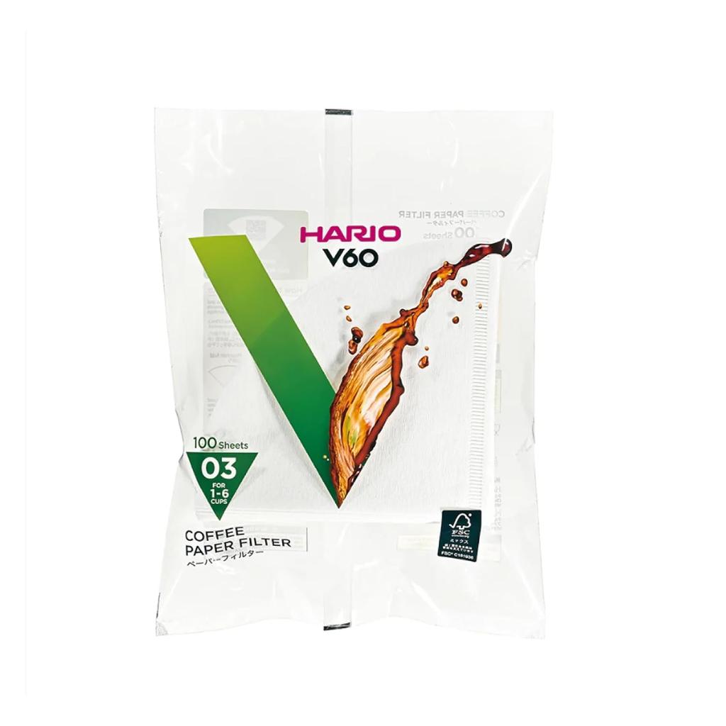 HARIO V60 Paper Filter 03W Coffee Drip 1-6 Cups 100 Sheets White VCF-03-100W