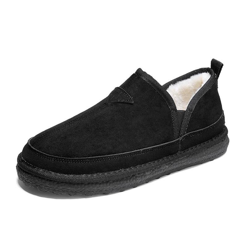 Northeast Men's Winter Snow Boots: Velvet-Lined, Thick, Warm Leather & Fur Slip-On Cotton Shoes