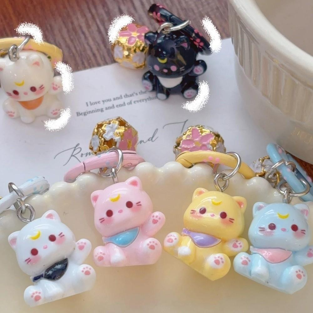 Resin Sweet Keyring Cartoon Design Korean Keychain Lovely Cat Keychain  Phone Chain