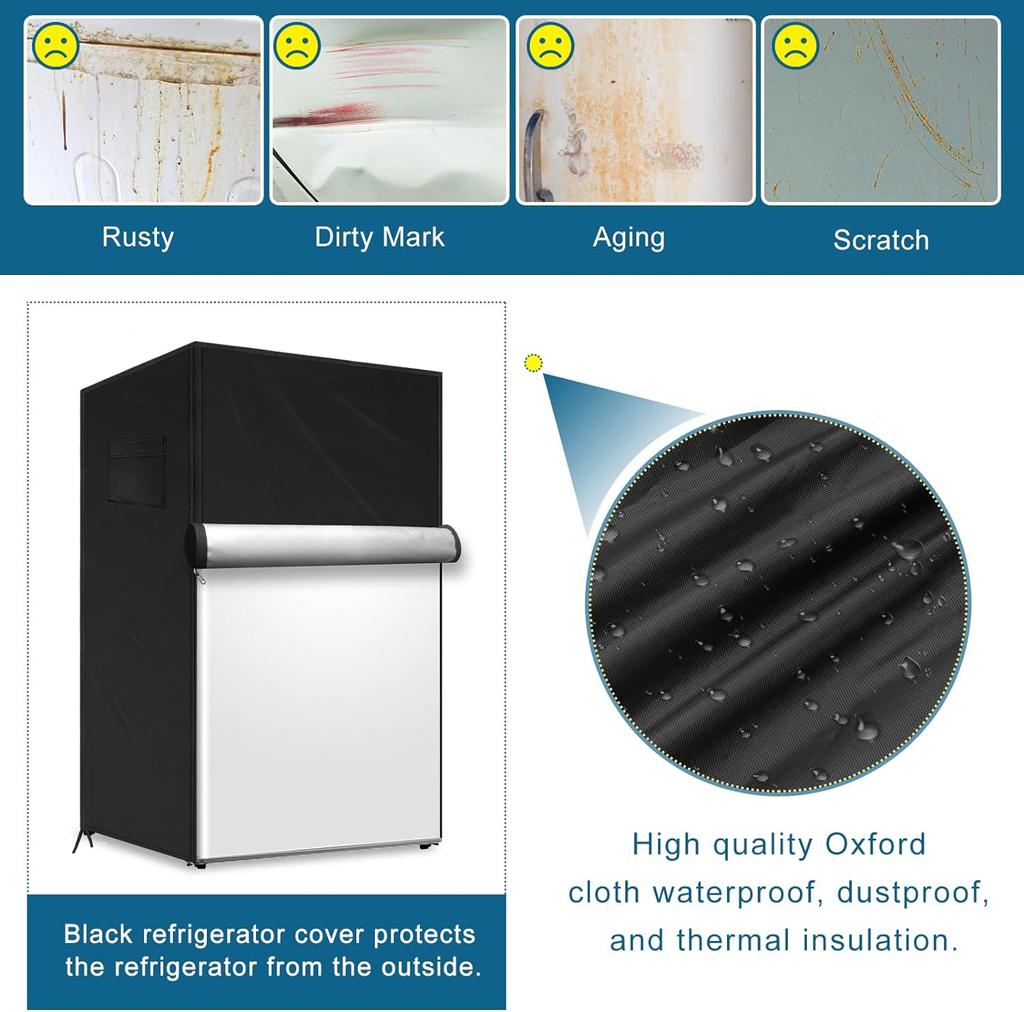 Upright Freezer Cover 22''L X 23''W X 34''H,  Oxford Mini Fridge Cover Protection for Outdoor Refrigerator Waterproof, Dustproof