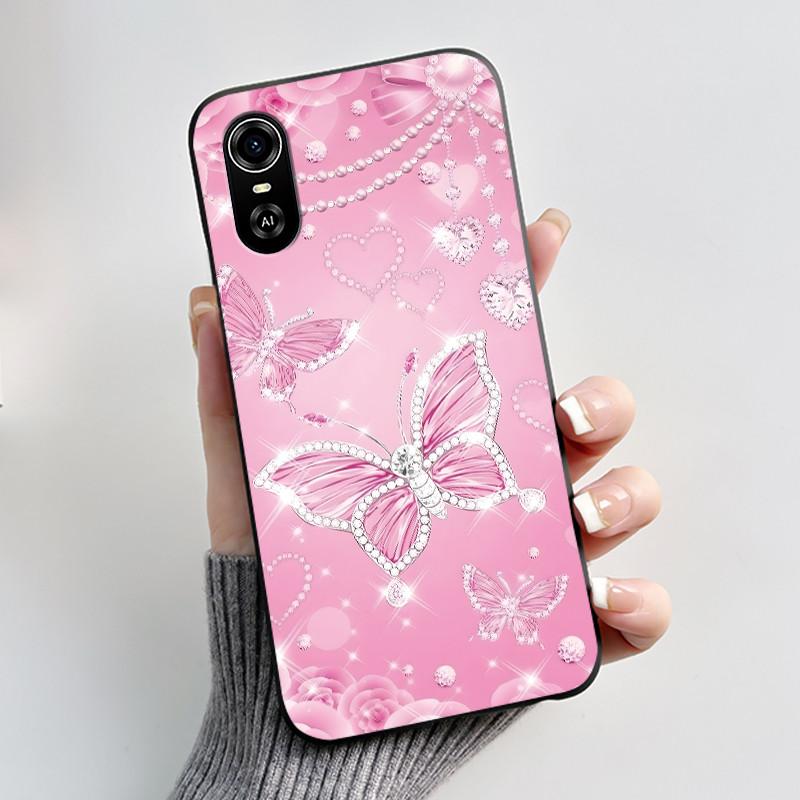 For ZTE Blade A33S Phone Cases Soft Silicone Back Cover For ZTE Blade A 33 S Case Fashion Flower Black TPU Shell Coque A33S Capa