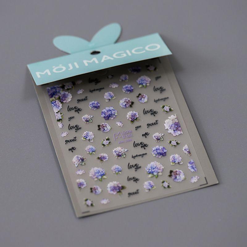 

Season Blue Hydrangea Flower Three-Dimensional Relief Nail Sticker Waterproof Nail Sticker Decorative Jewelry Mn289 290 MN289