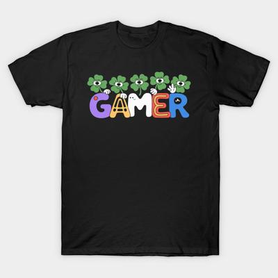 Asian Size Men Print T-shirt Video Game Gaming St Patricks Day Gamer Boys St. Patty'S Day No-Cut Heat Transfer Print Cotton Tshirt
