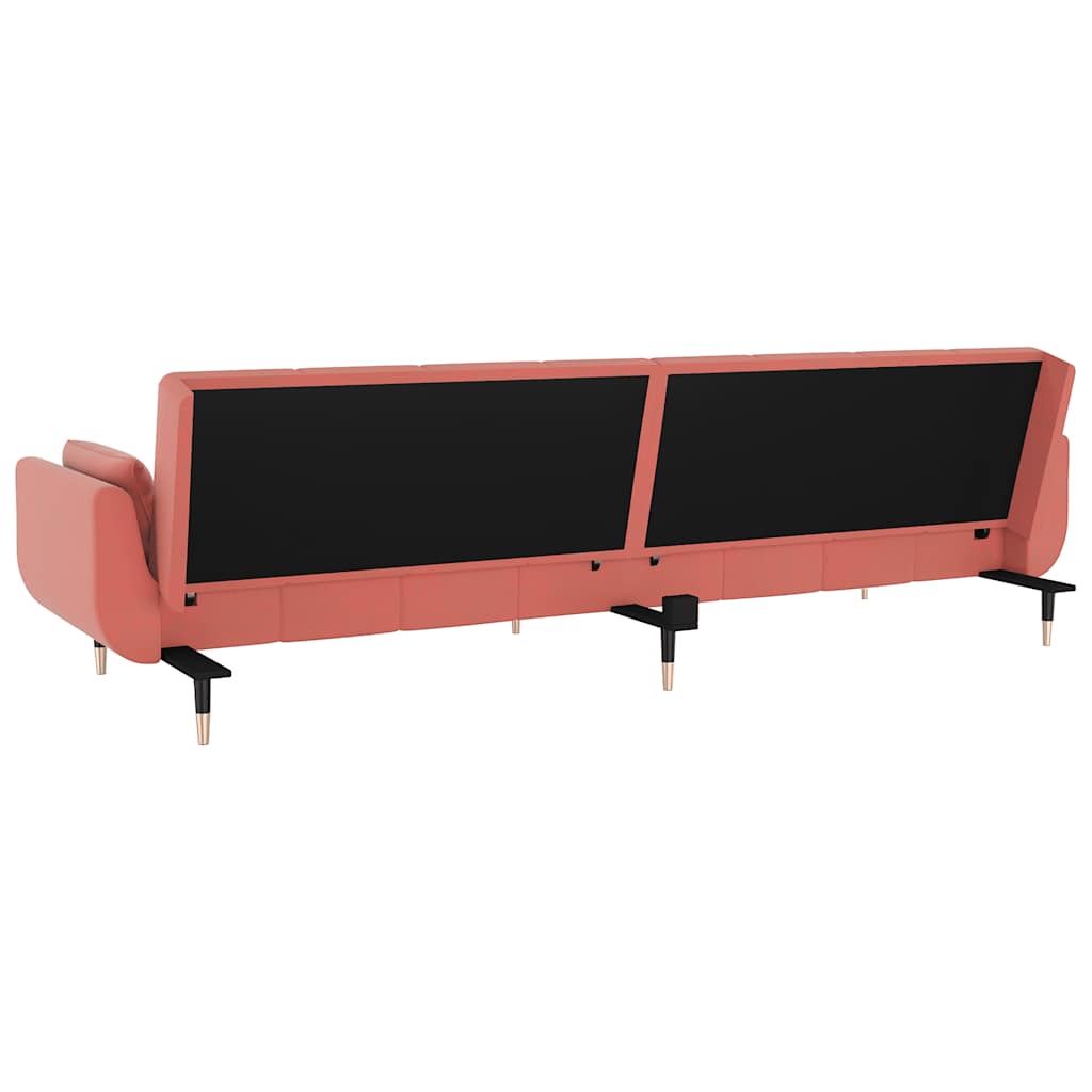 2 Seater Sofa Bed with 2 Pillows Pink Velvet