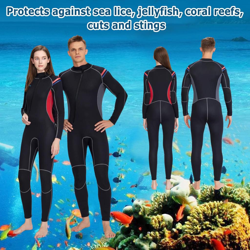 Maßgeschneiderter einteiliger Neoprenanzug 3MM für Paare, langärmliger Voll-Tauchanzug, warm, Sonnen-Quallen-Anzug zum Surfen, Schwimmen
