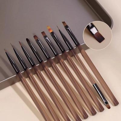 One Set Acrylic French Stripe Nail Art Liner Brush Tips Nail Professional Supplies Line Drawing Pen Gel Brushes Painting Tools