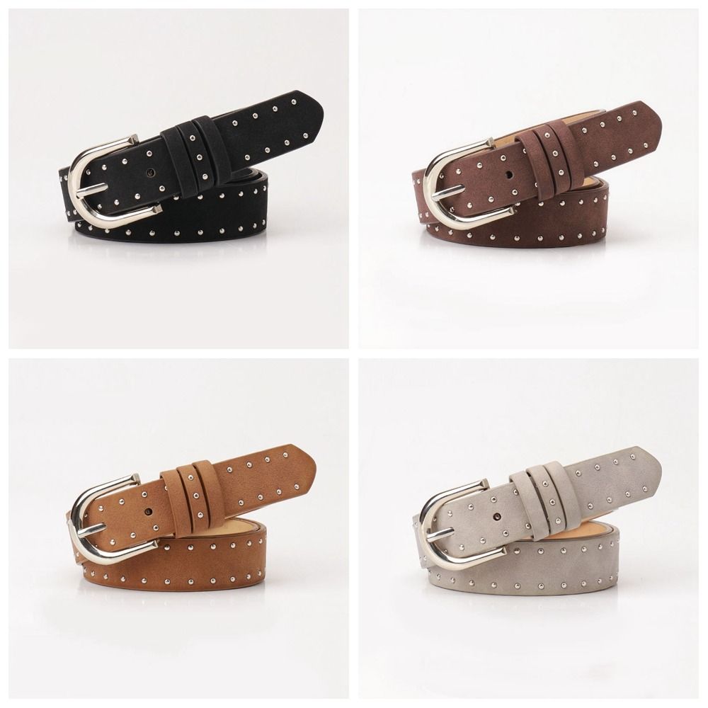 Rivet Women Wide Belt Retro Western Cowboy Belt Adjustable Leather Waistband  Pants Accessories