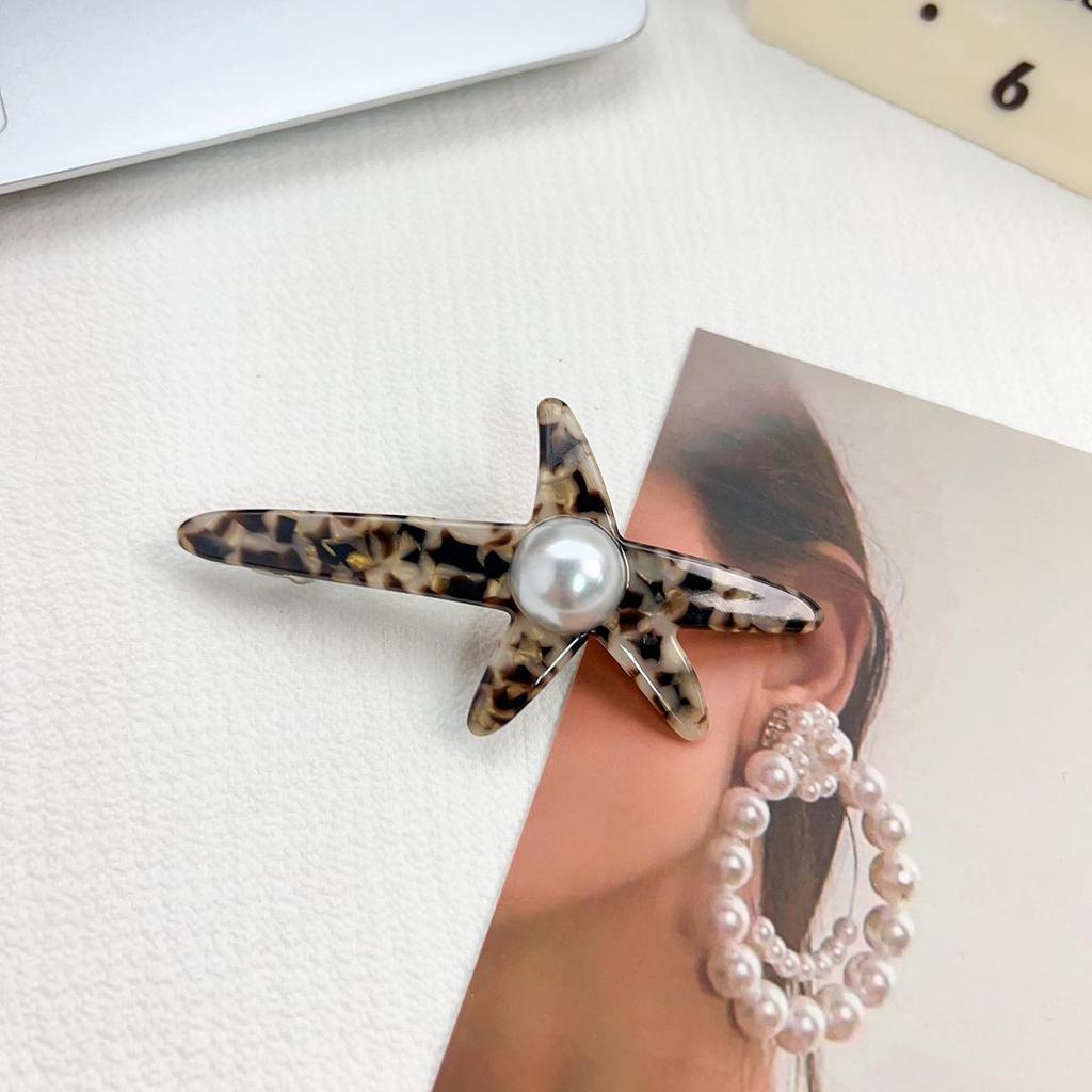 Retro Pearl Pentagonal Acetate Hair Clip: Versatile European & American Style Hair Accessory for Ponytails