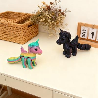 Movable Joints Flying Horse Figurine 3D Printed Flying Pony Statue Stress Relief Fidget Toy Educational Animal Model Desktop Decoration Ornament